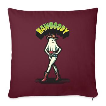 cow-boy fille fantôme drôle Hawboody dire - Housse de coussin décorative 45 x 45 cm - bordeaux - Devant
