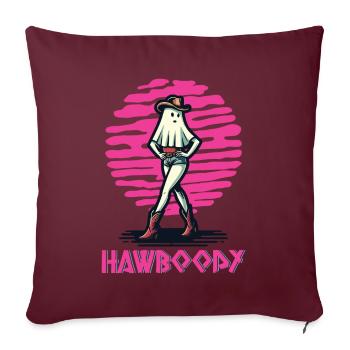 cow-boy fille fantôme drôle Hawboody dire - Housse de coussin décorative 45 x 45 cm - bordeaux - Devant