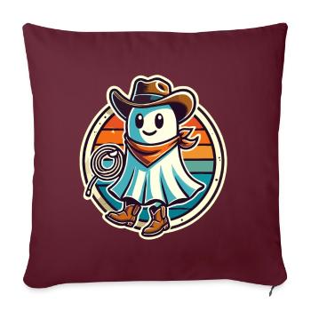 Cowboy fantôme drôle Halloween design - Housse de coussin décorative 45 x 45 cm - bordeaux - Devant