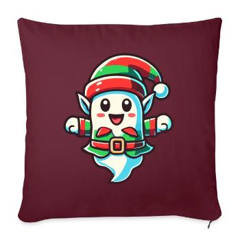 Mignon Noël fantôme elfe de Noël - Housse de coussin décorative 45 x 45 cm - bordeaux - Devant