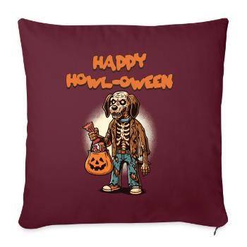 Happy Howl-oween Lustiger Halloween Hunde Spruch - Sofakissenbezug 45 x 45 cm - Burgunderrot - Vorne