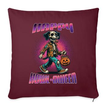 Happy Howl-oween Lustiger Halloween Hunde Spruch - Sofakissenbezug 45 x 45 cm - Burgunderrot - Vorne