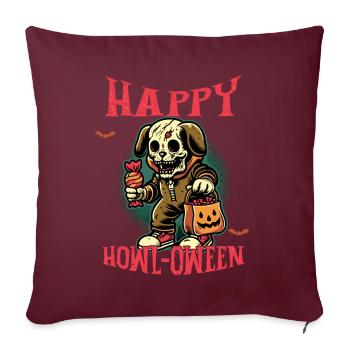 Happy Howl-Oween Lustiger Hunde Halloween Spruch - Sofakissenbezug 45 x 45 cm - Burgunderrot - Vorne