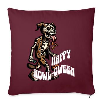 chiens heureux hurlement drôle d’halloween dicton d’halloween - Housse de coussin décorative 45 x 45 cm - bordeaux - Devant
