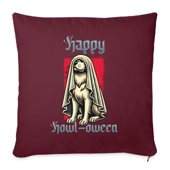 Happy Howl-oween Lustiger Hunde Halloween Spruch - Sofakissenbezug 45 x 45 cm - Burgunderrot - Vorne
