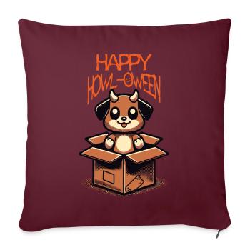 Happy Howl-Oween Lustiger Hunde Halloween Spruch - Sofakissenbezug 45 x 45 cm - Burgunderrot - Vorne