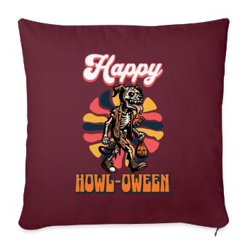 Happy Howl Oween Lustiger Hunde Halloween Spruch - Sofakissenbezug 45 x 45 cm - Burgunderrot - Vorne