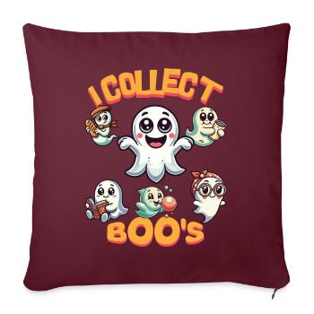 Je collectionne Boos Funny Ghost Collector Vintage - Housse de coussin décorative 45 x 45 cm - bordeaux - Devant