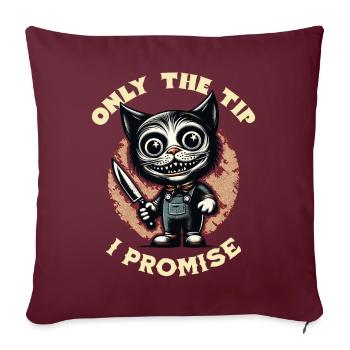 Drôle de chat ne disant que le pourboire Chat psycho - Housse de coussin décorative 45 x 45 cm - bordeaux - Devant