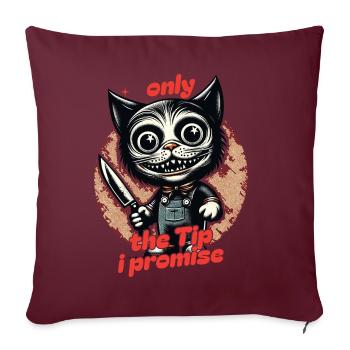 Drôle de chat ne disant que le pourboire Chat psycho - Housse de coussin décorative 45 x 45 cm - bordeaux - Devant