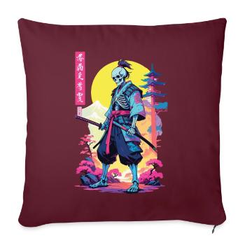 Oni Skeleton Samurai Vaporwave Esthétique - Housse de coussin décorative 45 x 45 cm - bordeaux - Devant