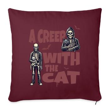 Une frayeur avec le motif du chat d’Halloween - Housse de coussin décorative 45 x 45 cm - bordeaux - Devant