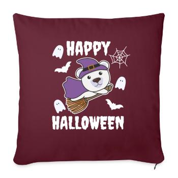 Ours polaire Happy Halloween Sorcière Enfants Costume de Sorcière - Housse de coussin décorative 45 x 45 cm - bordeaux - Devant
