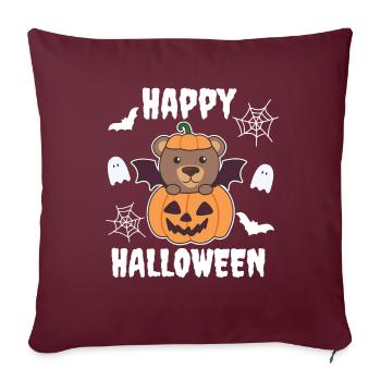 Ours Happy Halloween Citrouille Chauve-souris Costume - Housse de coussin décorative 45 x 45 cm - bordeaux - Devant