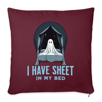 Drôle de dicton d’Halloween : il y a du drap dans mon lit - Housse de coussin décorative 45 x 45 cm - bordeaux - Devant