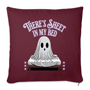 Drap d’Halloween au lit drôle de dicton - Housse de coussin décorative 45 x 45 cm - bordeaux - Devant