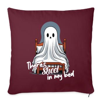 Drap d’Halloween au lit drôle de dicton - Housse de coussin décorative 45 x 45 cm - bordeaux - Devant