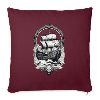 Voyage viking aventureux en haute mer - Housse de coussin décorative 45 x 45 cm - bordeaux - Devant