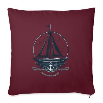 Voilier nautique motif aventure - Housse de coussin décorative 45 x 45 cm - bordeaux - Devant