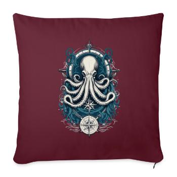 Pieuvre Mer Monstre Pêcheur Voilier Mer - Housse de coussin décorative 45 x 45 cm - bordeaux - Devant