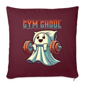 Gym goule drôle fitness fantôme illustration - Housse de coussin décorative 45 x 45 cm - bordeaux - Devant