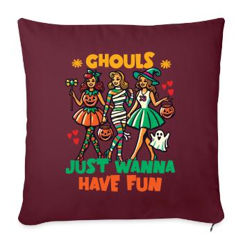 Les goules veulent juste s’amuser Halloween Fun - Housse de coussin décorative 45 x 45 cm - bordeaux - Devant