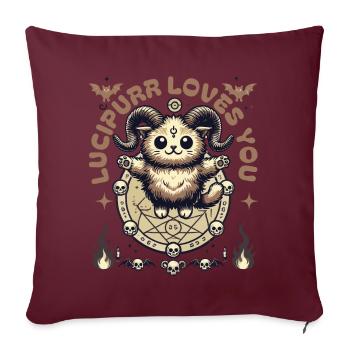 Luzifurr Loves You Chaton Mystique - Housse de coussin décorative 45 x 45 cm - bordeaux - Devant