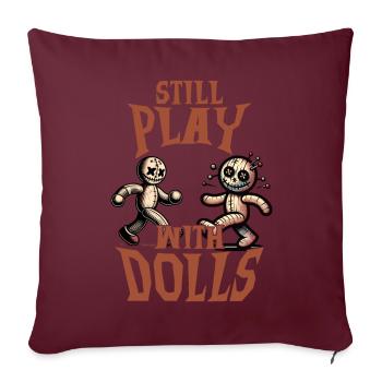 Poupée vaudou Creepy Party Design Toujours en cours - Housse de coussin décorative 45 x 45 cm - bordeaux - Devant