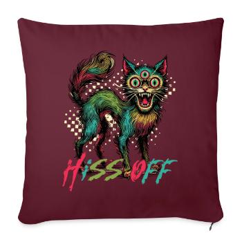 Psychedelische Katze Hiss Off Design - Sofakissenbezug 45 x 45 cm - Burgunderrot - Vorne
