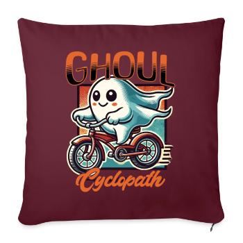 Goule Cyclopathe Drôle Fantôme Conducteur - Housse de coussin décorative 45 x 45 cm - bordeaux - Devant