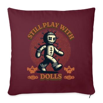 Toujours en train de jouer avec des poupées - Housse de coussin décorative 45 x 45 cm - bordeaux - Devant