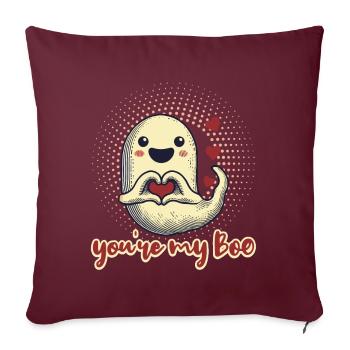 Tu es mon amour fantôme - Housse de coussin décorative 45 x 45 cm - bordeaux - Devant