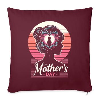 Fête des mères Design Femme Tête Silhouette avec Coeur - Housse de coussin décorative 45 x 45 cm - bordeaux - Devant