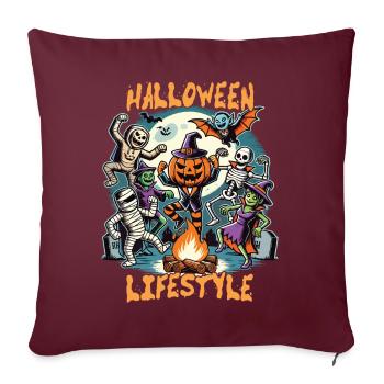 Halloween, Style de vie, Effrayant, Amusant - Housse de coussin décorative 45 x 45 cm - bordeaux - Devant