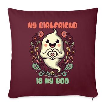 Ma copine est mon fantôme - Housse de coussin décorative 45 x 45 cm - bordeaux - Devant
