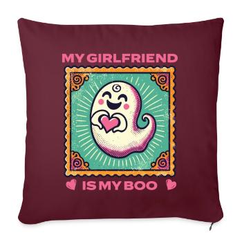 Ma copine est mon fantôme - Housse de coussin décorative 45 x 45 cm - bordeaux - Devant