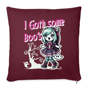 Halloween Goth Girl J’ai des fantômes - Housse de coussin décorative 45 x 45 cm - bordeaux - Devant