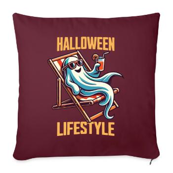 Fantôme de style de vie d’Halloween détendu - Housse de coussin décorative 45 x 45 cm - bordeaux - Devant