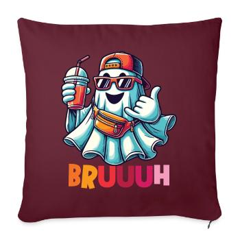Ghost avec Broth Attitude pour les fantômes cool - Housse de coussin décorative 45 x 45 cm - bordeaux - Devant
