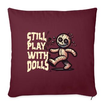 Toujours en train de jouer avec des poupées Poupée vaudou effrayante - Housse de coussin décorative 45 x 45 cm - bordeaux - Devant