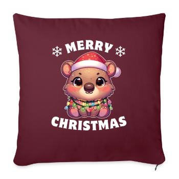 Chapeau de Noël Noël Fées Guirlandes Wombat - Housse de coussin décorative 45 x 45 cm - bordeaux - Devant
