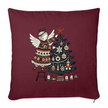 Ange de Noël en scandinave - Housse de coussin décorative 45 x 45 cm - bordeaux - Devant
