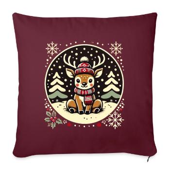 Adorable design vintage Noël - Housse de coussin décorative 45 x 45 cm - bordeaux - Devant