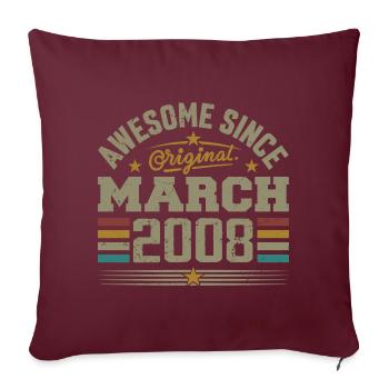 März 2008 Geburtstag Vintage Geschenkidee 2008 - Sofakissenbezug 45 x 45 cm - Burgunderrot - Vorne