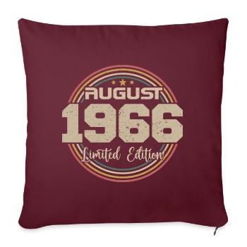 Jahrgang Jahrgang August 1966 Geburtstagsgeschenk 1966 - Sofakissenbezug 45 x 45 cm - Burgunderrot - Vorne