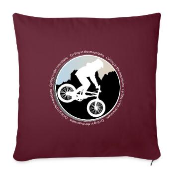 Faire du vélo en montagne. Faire du vélo en montagne. - Housse de coussin décorative 45 x 45 cm - bordeaux - Devant