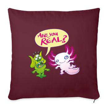 Alien surpris se demande si l'axolotl est réel - Housse de coussin décorative 45 x 45 cm - bordeaux - Devant