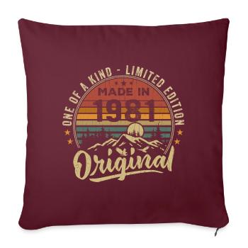 Né 1981 Original Retro Vintage Anniversaire 1981 - Housse de coussin décorative 45 x 45 cm - bordeaux - Devant