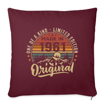 Né 1961 Original Retro Vintage Anniversaire 1961 - Housse de coussin décorative 45 x 45 cm - bordeaux - Devant