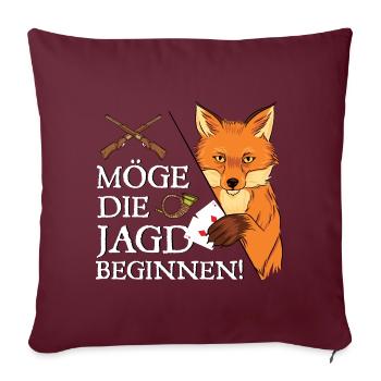 Möge Die Jagd Beginnen Doppelkopf Kartenspiel Doko - Sofakissenbezug 45 x 45 cm - Burgunderrot - Vorne